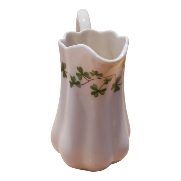 Vintage Shamrock Porcelain Creamer Pitcher 5" Ivy Ireland Irish Shannon Vase - Picture 4 of 16